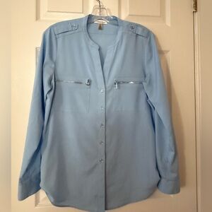 Calvin Klein Sky Blue Blouse with Zipper Details